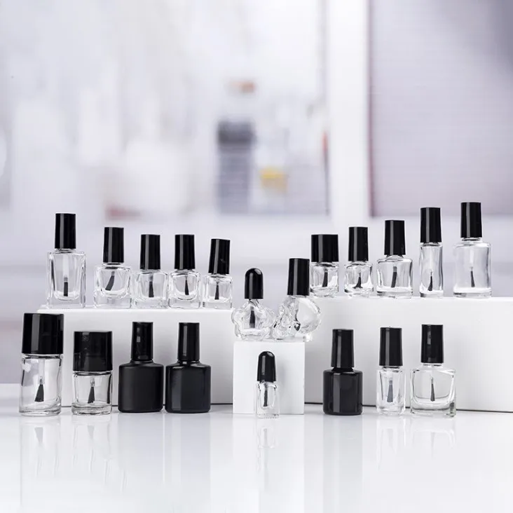 2ml3ml5ml10ml15ml Round Square Nail Polish Glass Bottle With Brush Small Empty Bottle