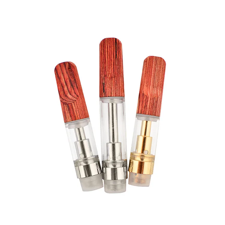 Popular Wood Tip vape 510 Thread Glass Cartridge .5ml/1.0ml Ceramic cbd wooden tips Cartridge