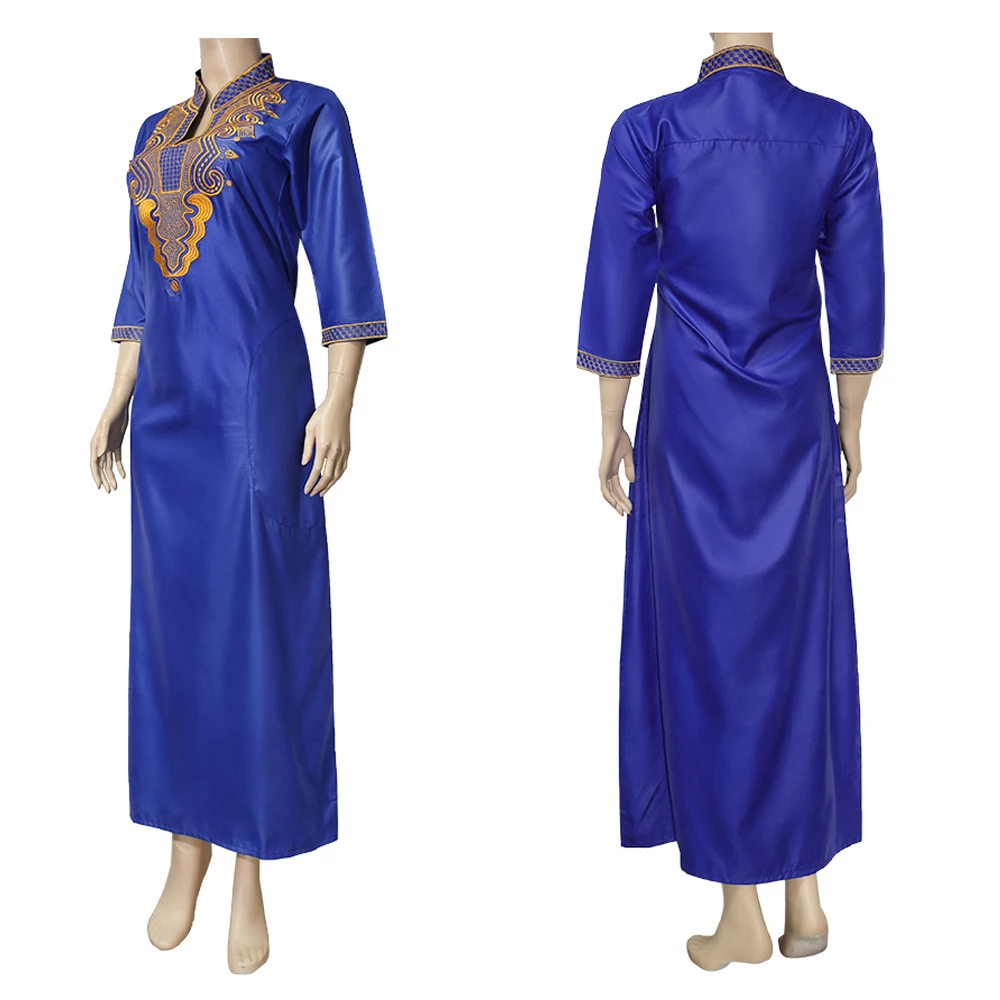 
 South African Traditional Wear Dashiki Maxi Dresses For Women Gold Embroidery Lady Dress Wedding Party Robe Plus Size Clothes  