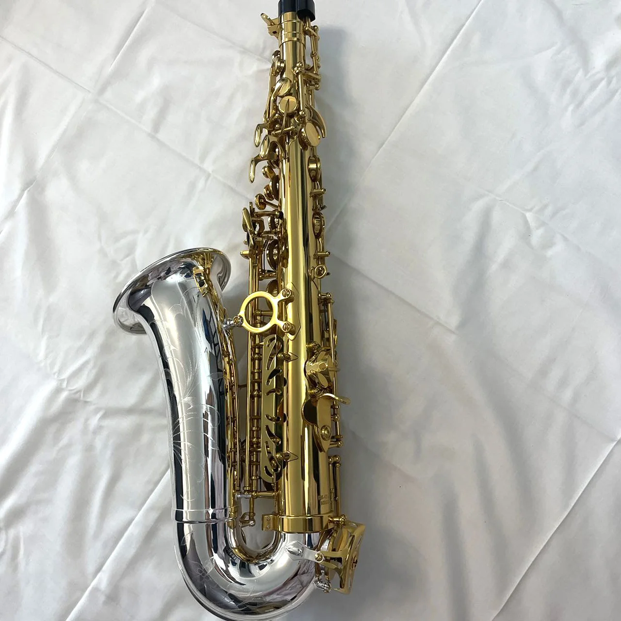 Saxophone manufacture produce yellow brass material silver plated bell and neck alto saxophone