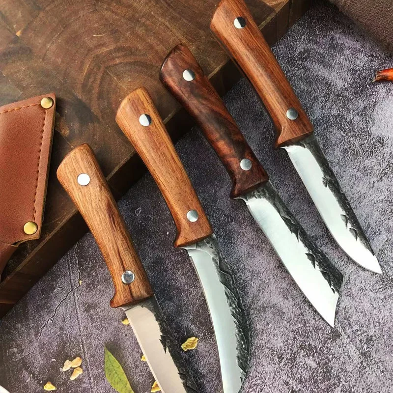High Quality Full Tang Chopping Knife Forged Chef Knives Kitchen Sharp Utility Cutting Tool Red Rosewood Star Anise Handle