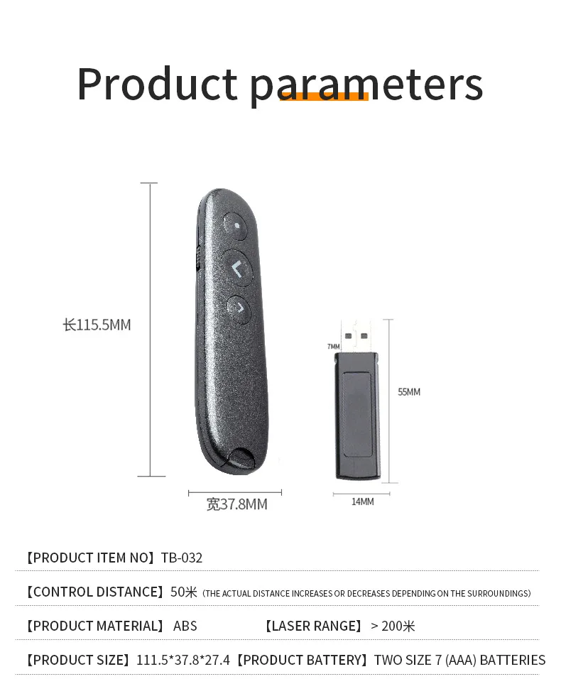 2.4GHz USB Pen Drive Projector Pen Mini Wireless Page Turner Pen for Powerpoint Presentation