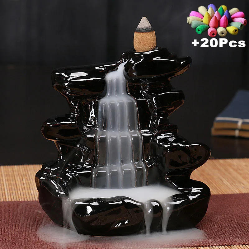 Custom Incense Cone Burner Waterfall Quemador Incienso Ceramic Backflow Incense Burner