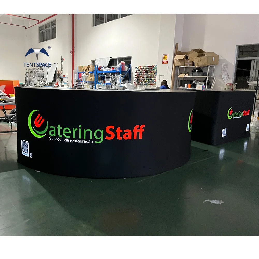 Aluminum Frame Curved Shaped Trade Show Table Large Reception Exhibition Counter for Events