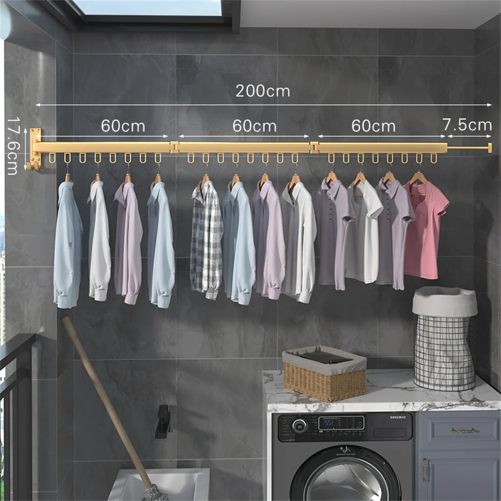 Золотая вешалка для одежды, Классическая складная вешалка для одежды, выдвижная вешалка из алюминиевого сплава, может быть тройного сложения