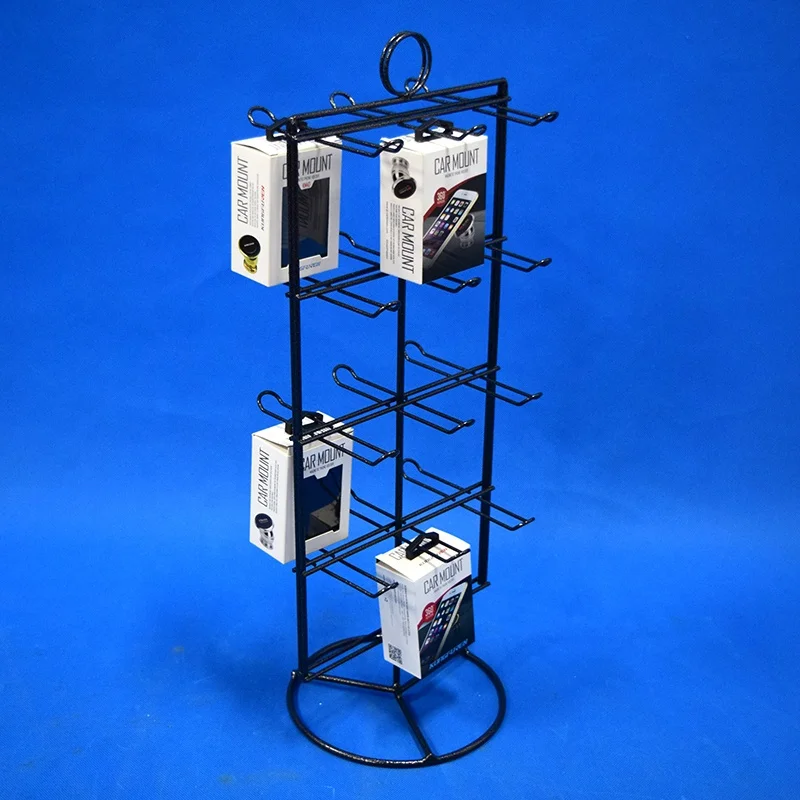 custom steel store fixture Table rack electronics blister package Products Hanging Pegs revolving Stand metal Retail Display