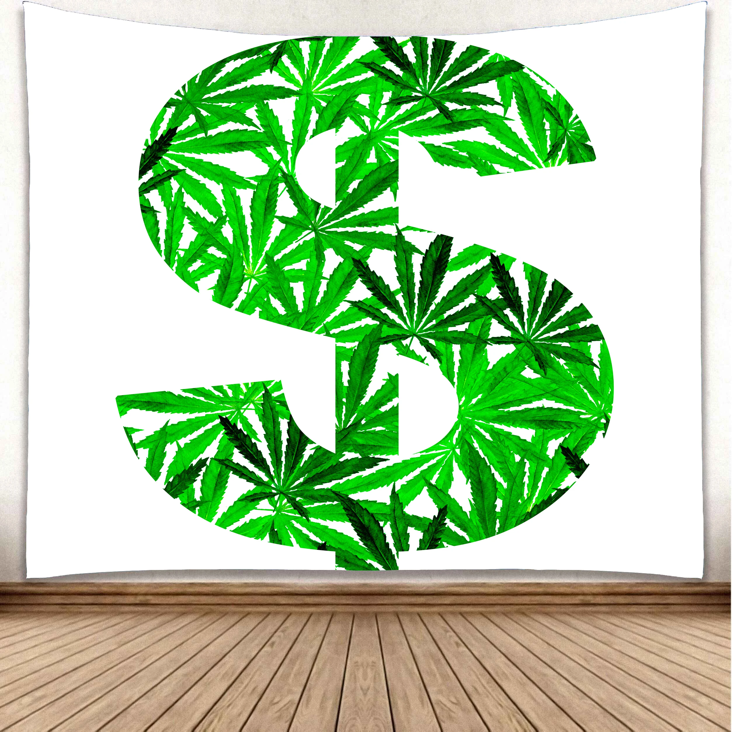Custom Sublimation Print Tropical Botanic  Leaves Wall Hanging Tapestry with Accessories for Home Decoration