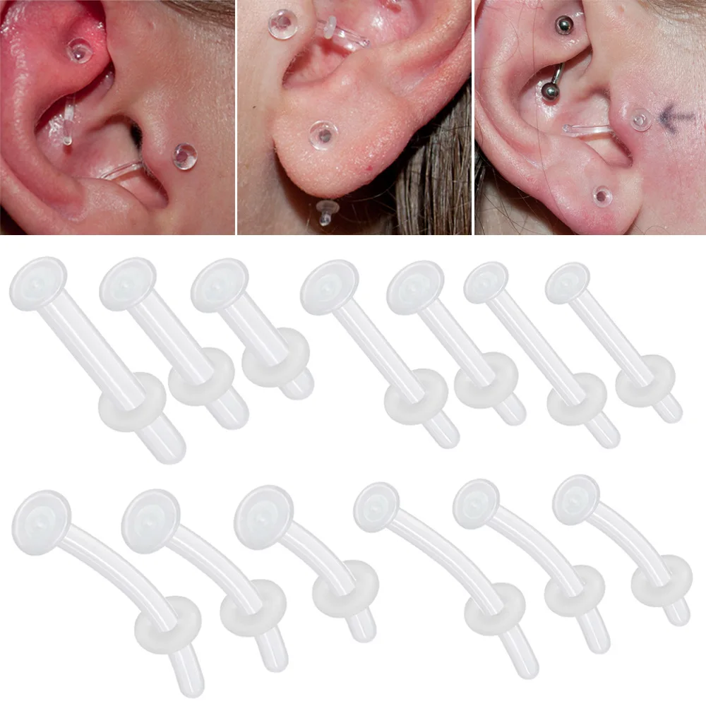 14G 16G 18G Clear Flexible Bioplast Retainer Navel Belly Ring Eyebrow Tongue Nipple Barbell Nose Lip Labret Stud
