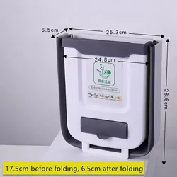 Folding wall-mounted trash can household kitchen cabinet door hanging large storage paper basket classification waste bins