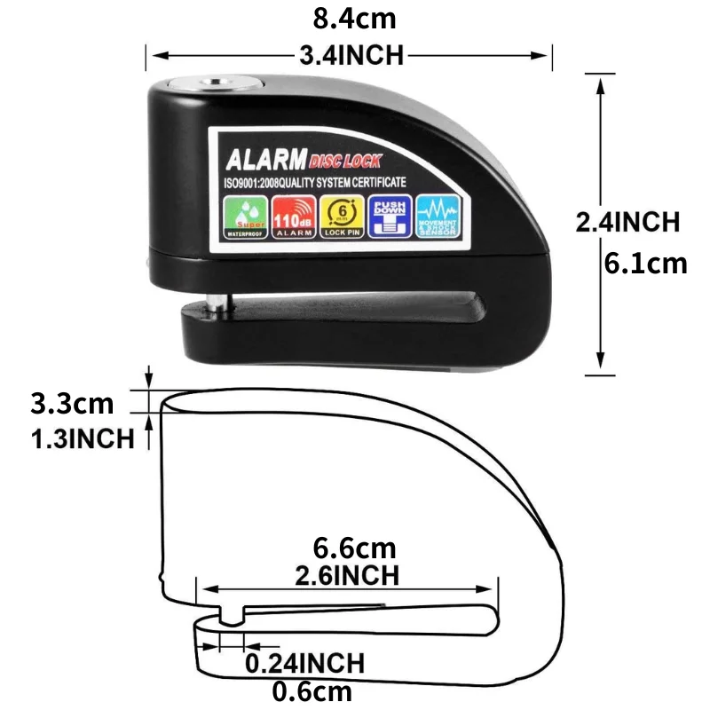 110db Alarming System Waterproof Motorcycle Lock Alarm High Decibel and cable Bike Anti Theft  Bicycle Alarm Disc Brake Lock