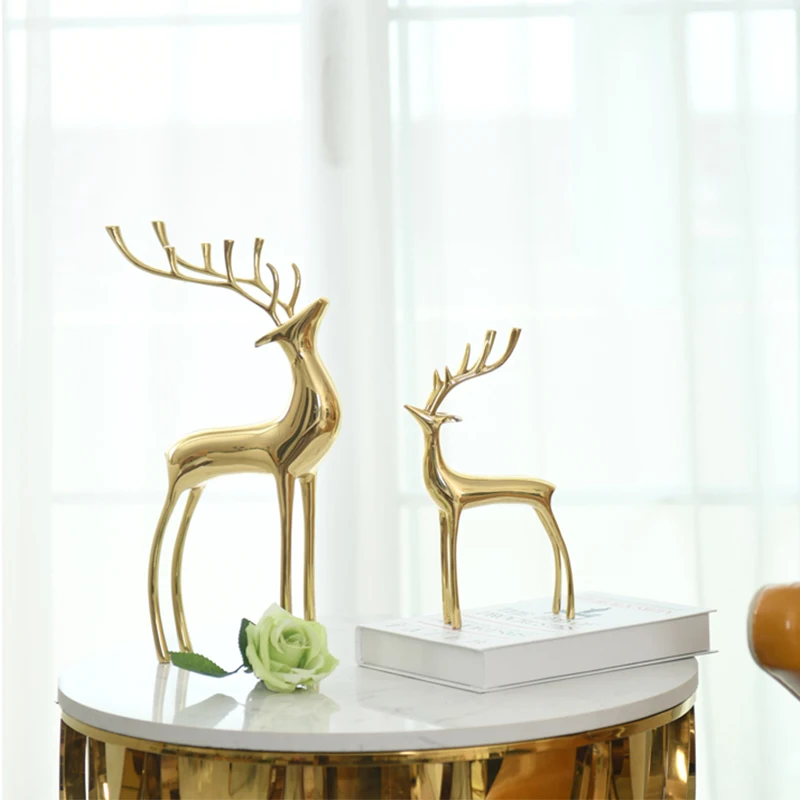 Pure copper copper deer light luxury ornaments home accessories brass cabinet porch wine cabinet christmas decorations home