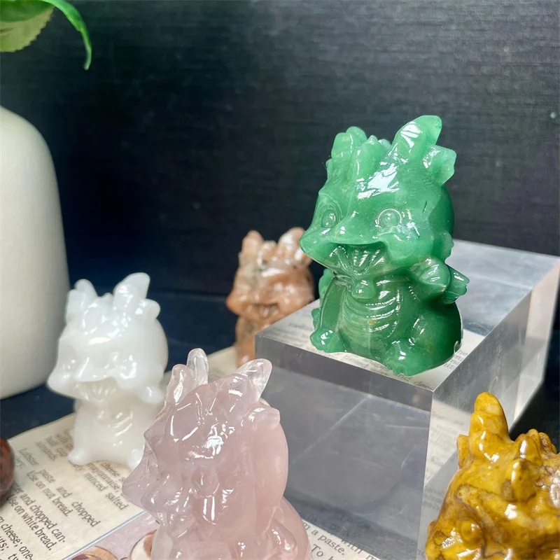Wholesale Crystal Crafts Engraving Products High Quality Mixed Quartz Crystal Dragon Carving For Gifts