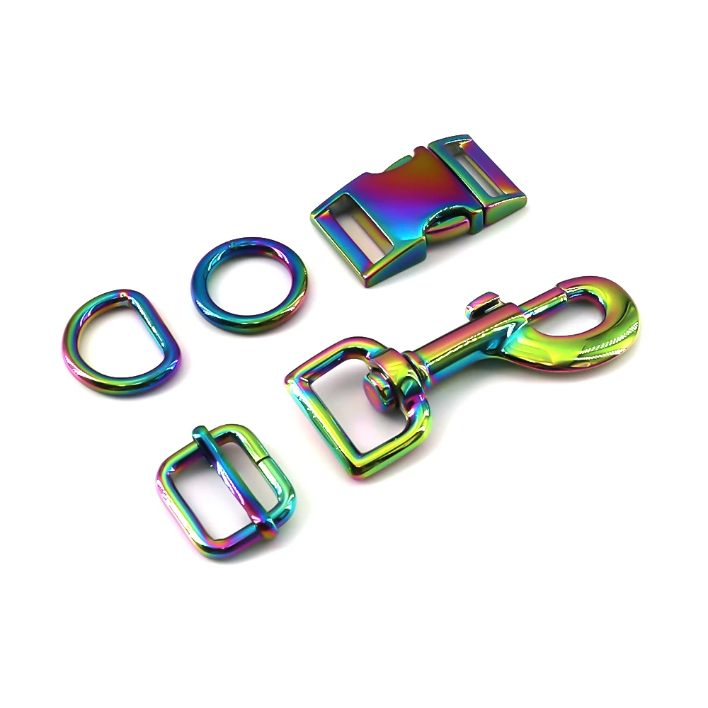 Custom Metal Snap Hook Pet Adjustable Buckle Dog Collar Snap Hook D Ring Side Release Buckle