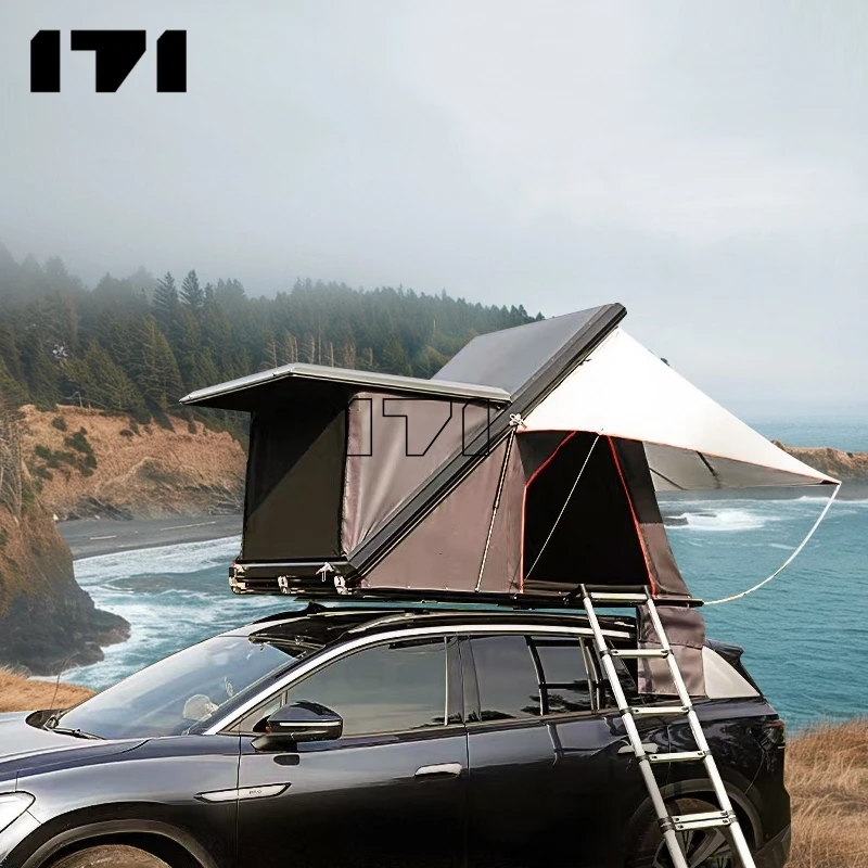 Car roof tent lightweight long side wild land with solar panel top camper tents for camping