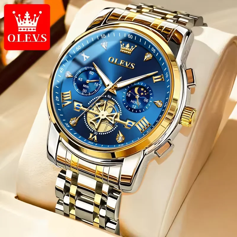 Olevs 2024 Latest Planet New Men Watch for Men Automatic Mechanical Bioceramic Quartz Black Variant Ocean wrist watch OEM