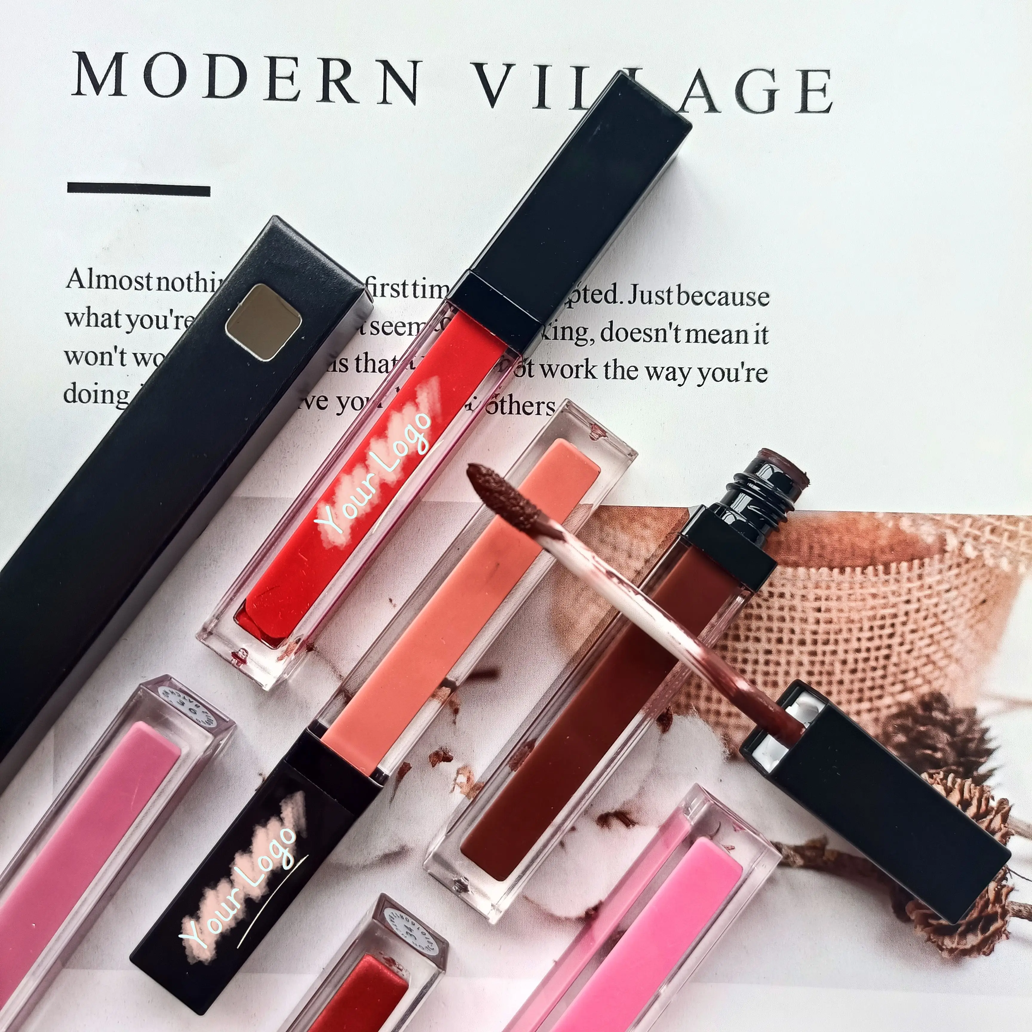 Customize Long Lasting Matte Liquid Lipstick Private Label Vegan Lip Stick Makeup Waterproof Red Brown Lipsticks