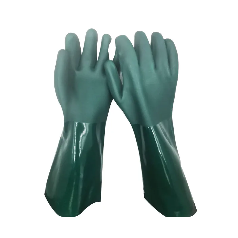 Heavy Duty Water Oil Proof Anti Green Chemical Protective Gloves 18 Inch PVC Chemical Resistant Safety Gloves For Chemicals