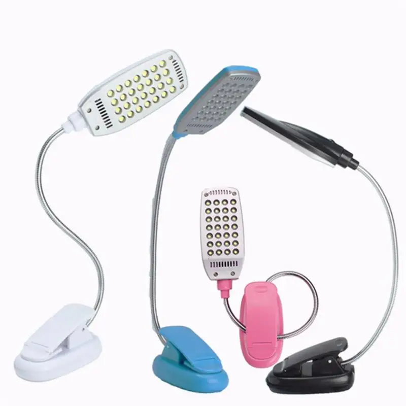 Оптовая продажа, портативная Гибкая Регулируемая USB/батарея, 28 светодиодов, USB-светильник с зажимом, Настольная настольная лампа для чтения для студентов, кроватей, компьютеров