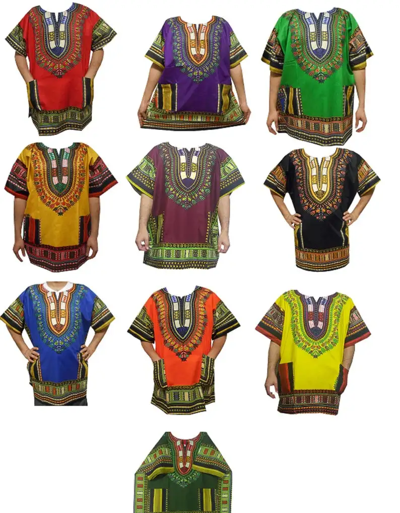 
Factory Wholesale Cotton African Pattern Print Various Colors Dashiki Men Clothing Shirt 