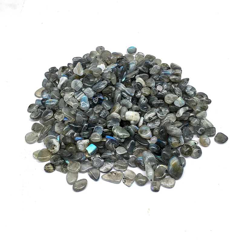 Wholesale natural shiny gray moonstone quartz crystal stone gravel tumbled crystal labradorite chips for garden decoration