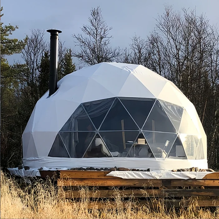 Customized 7m 8m trade show tent outdoor luxury transparent Igloo geodesic dome house tent