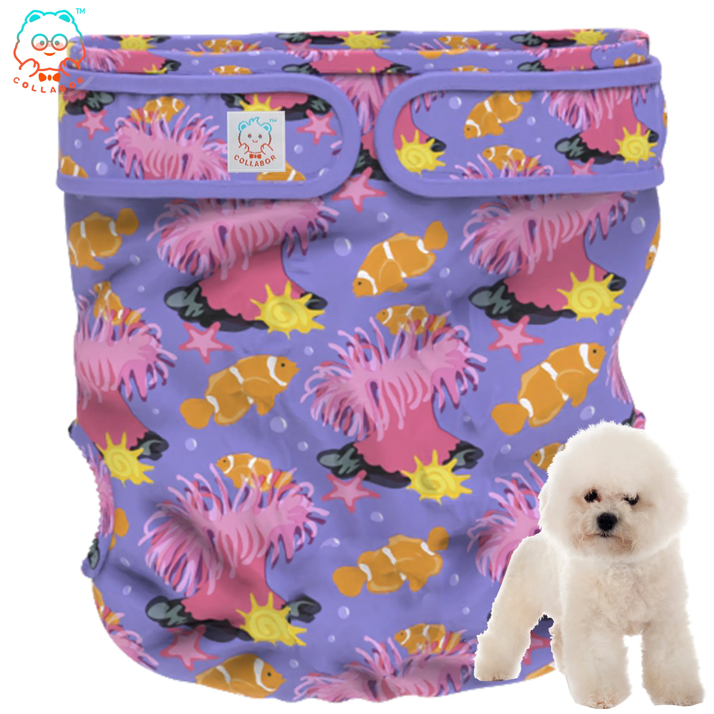 COLLABOR  Potty Training Cloth Diaper Dog Print Fast Absorbing DOG DIAPERS Customized Female Dog Diapers Paw Print
