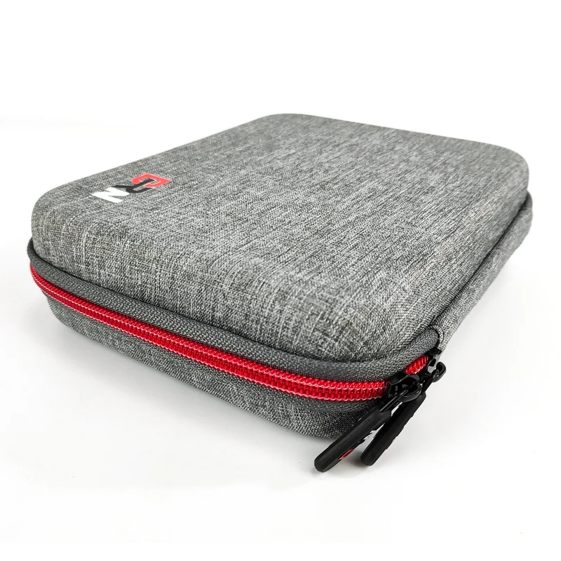 Large Capacity Portable Gray Hard Shell Power Bank Storage Case Oxford Leather PU Zipper EVA Wireless Charger Case Travel Bag