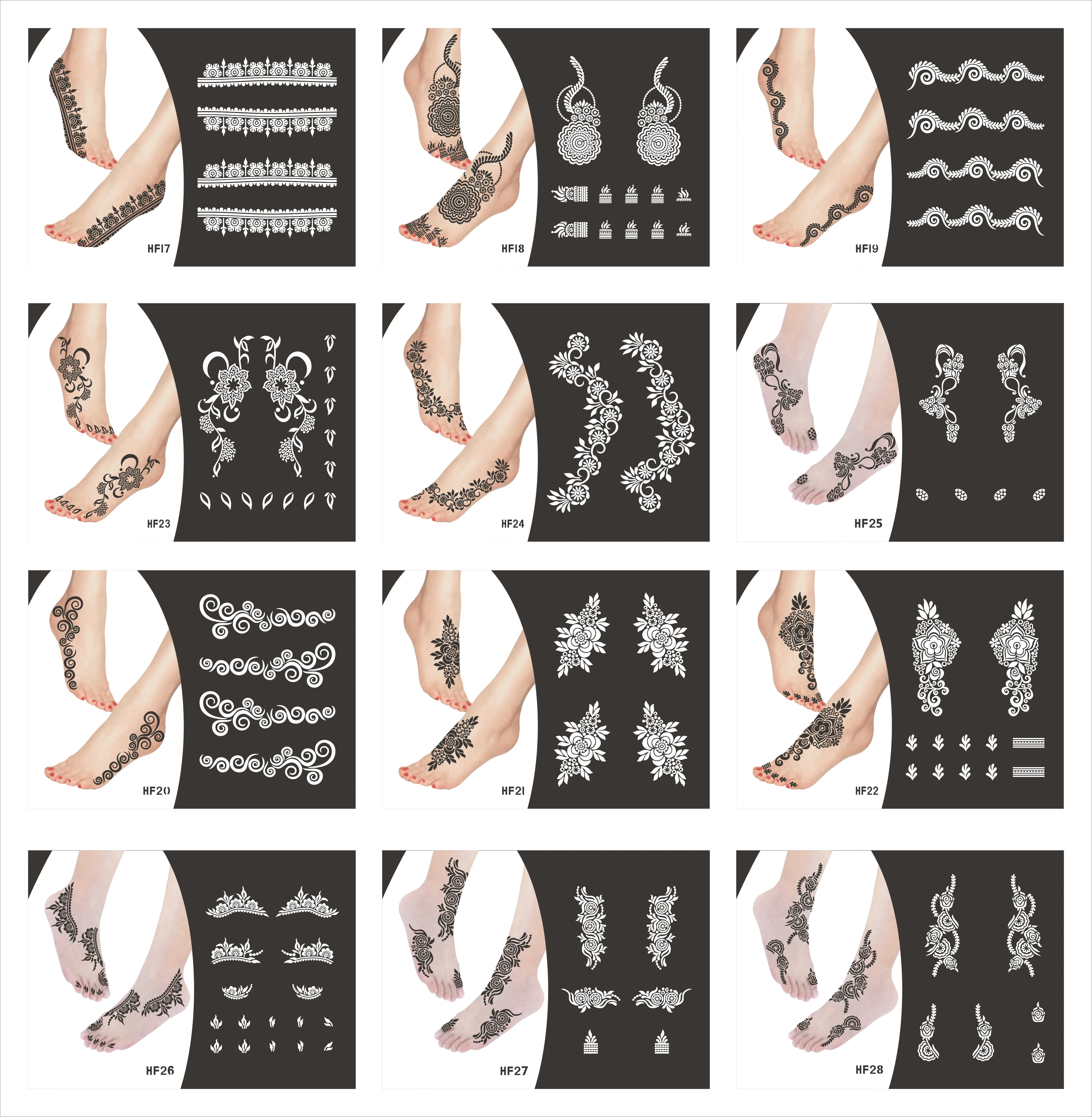 Wholesale India sticker henna tattoo stickers temporary small hand foot tattoo stencil