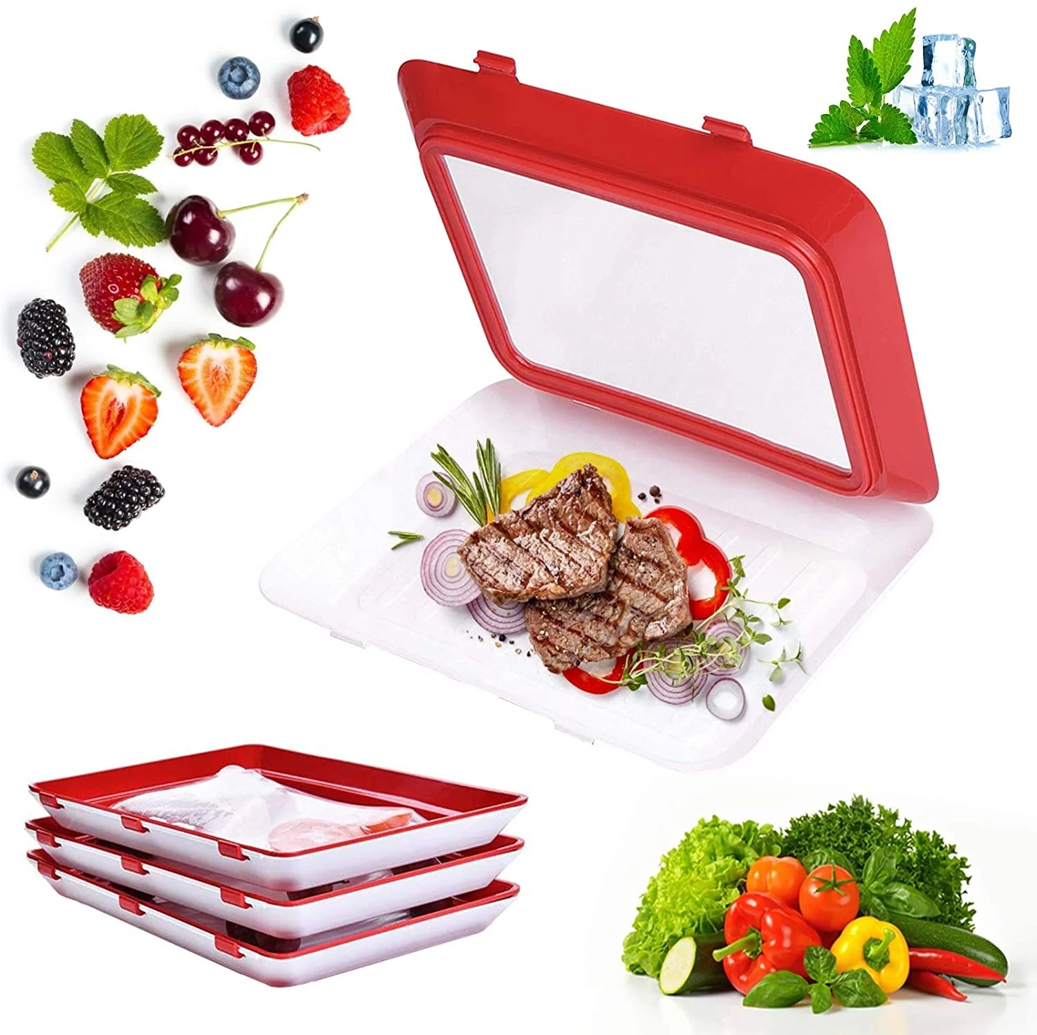 
Wholesale High Quality30*2*20cm Reusable Food Fruit Zero Waste Food Preservation Clever Conservation Tray creative 