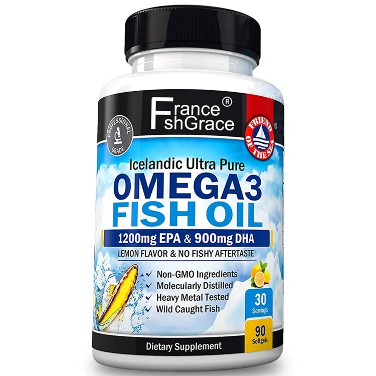 Fish Oil Omega 3 EPA & DHA 2250 mg  Burpless Lemon Flavor Triple Strength Supplement