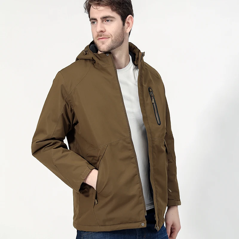 
Men Heated Hooded Coat Waterproof Outdoor Winter Jacket 