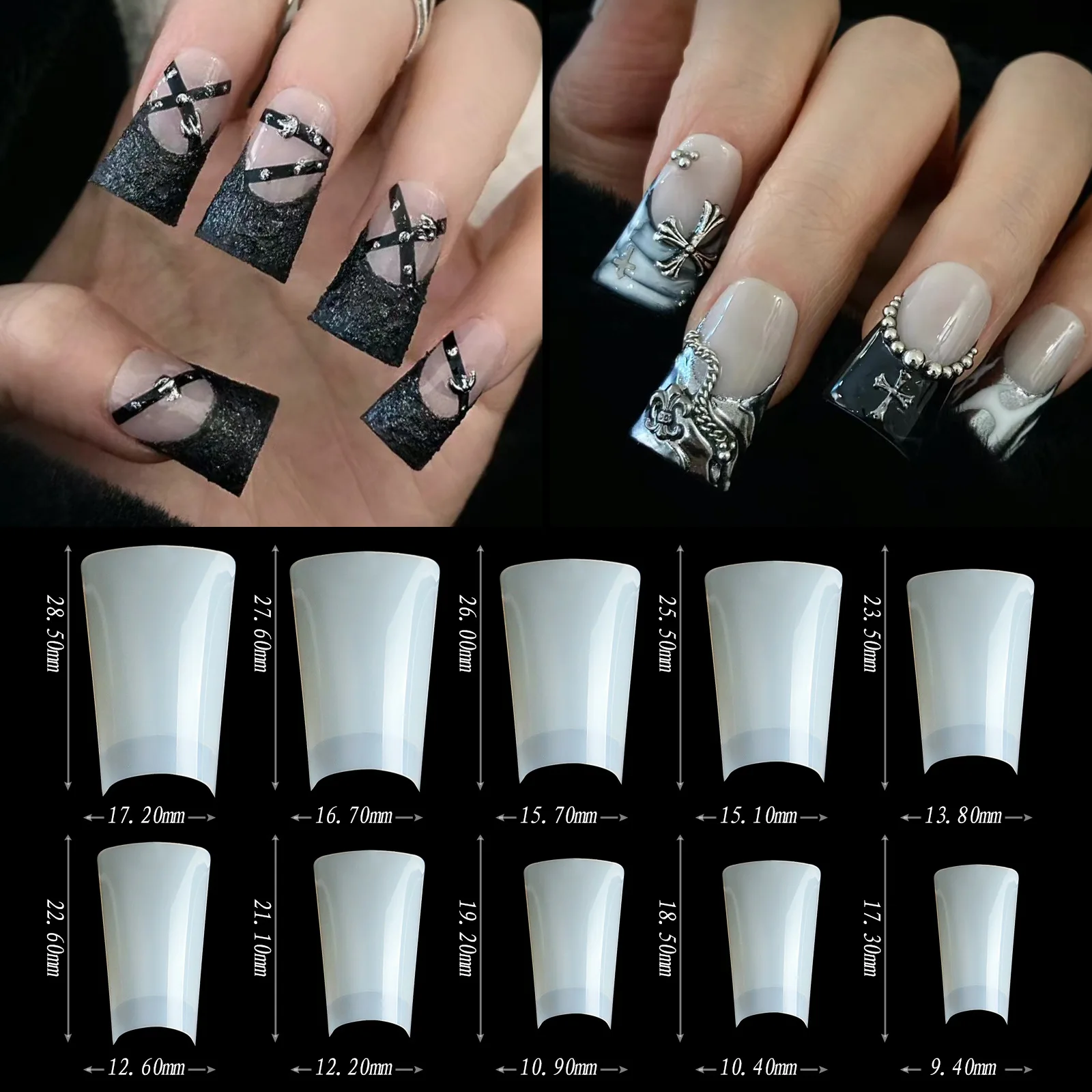 Bellinails 500pcs Duck Flare Finger False Nail Extension French Acrylic Capsule Half Cover Long Duck Tip Artificial Nails