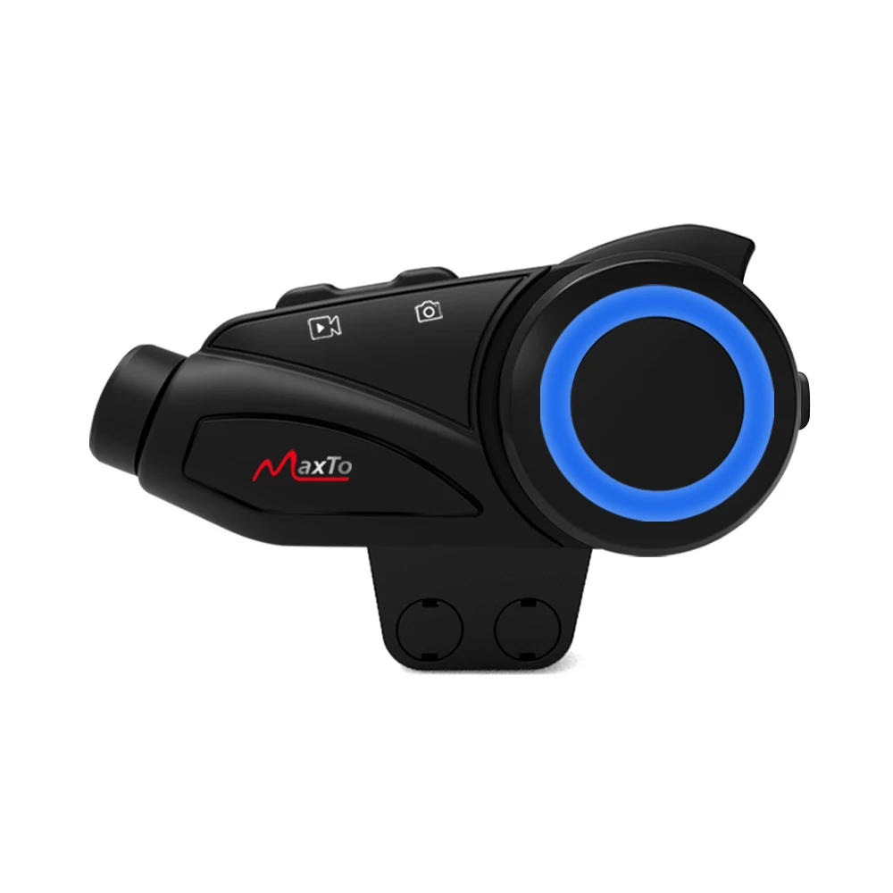 Motorcycle Bluetooth Headset with Camera,MaxTo M3 Up to 6 people Group intercom for 1000M