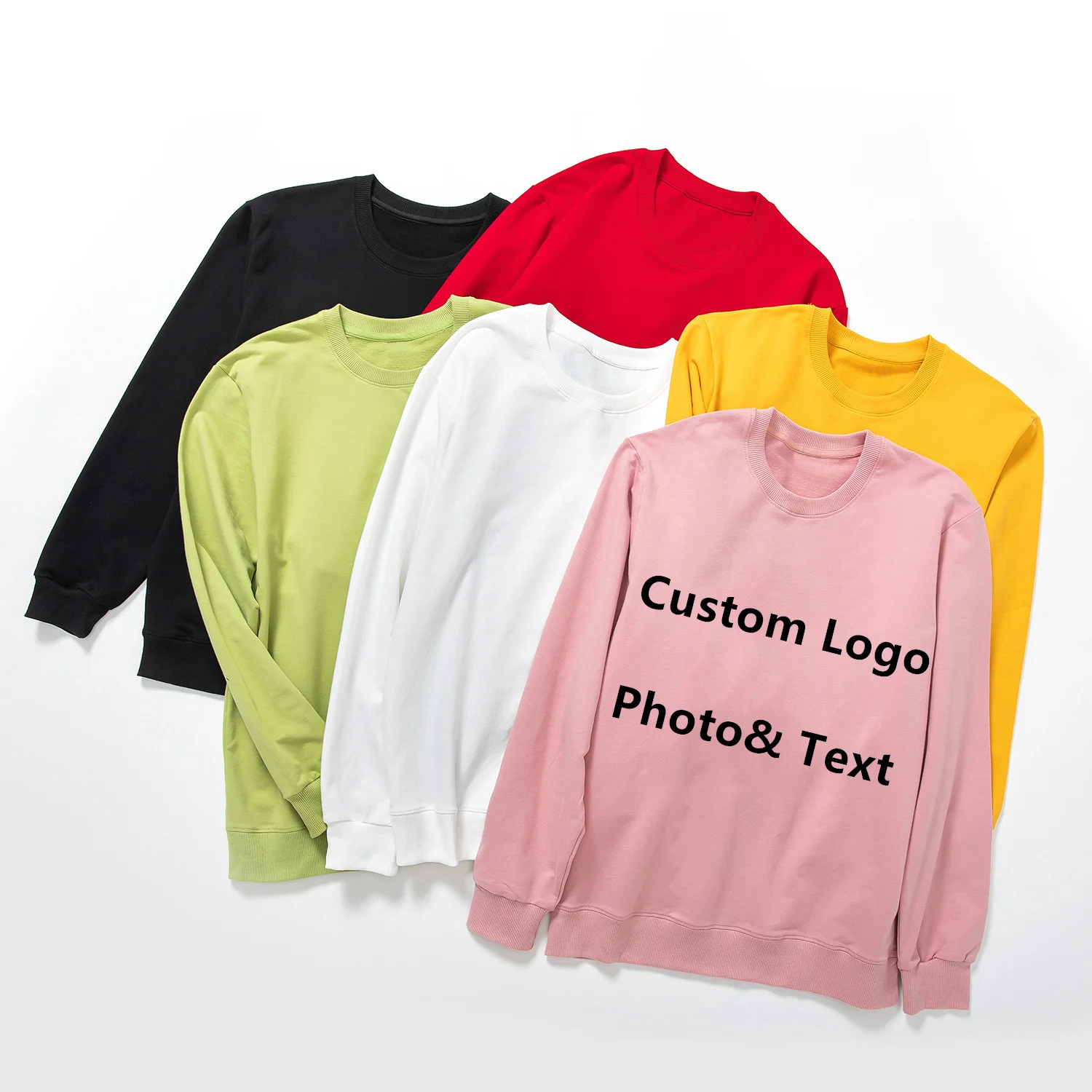 High Quality Custom Embroidered Logo Mens 100% Cotton Sweatshirts Printed Oversize Blank Plain Embroidery Crewneck Sweatshirt