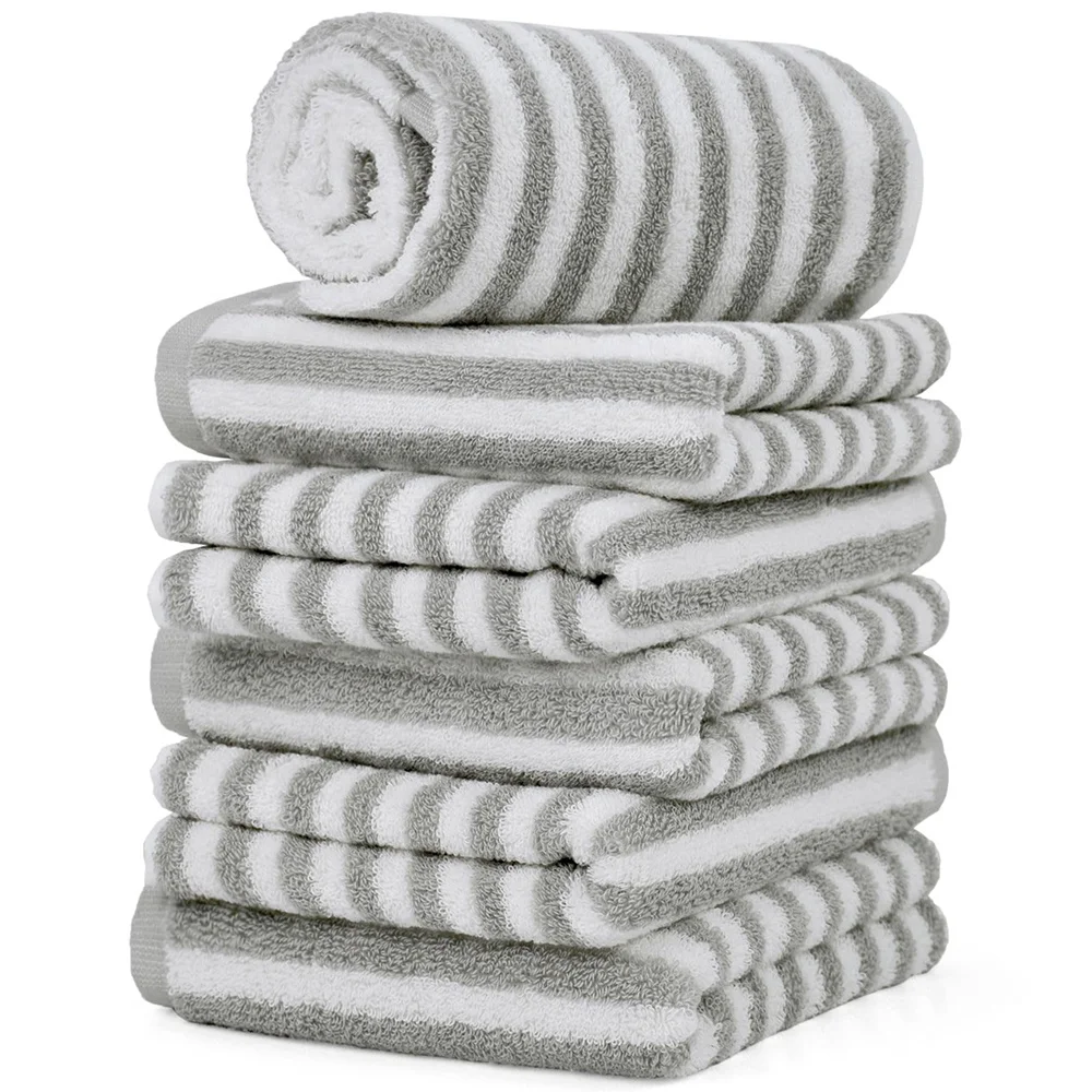 100% хлопок светло-серый полосатый дизайн ультра мягкие полотенца для рук полотенце ванной