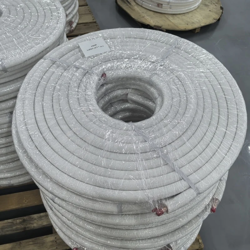 1/4+3/8 Air Conditioner Copper Tubes  Insulated Copper  Pair Coils Air Conditioning Tubes with White PE Insulation
