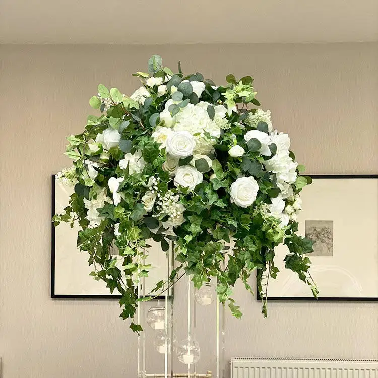 Purple silk rose/hydrangea wedding table centerpieces decoration flower kissing ball round artificial flower balls