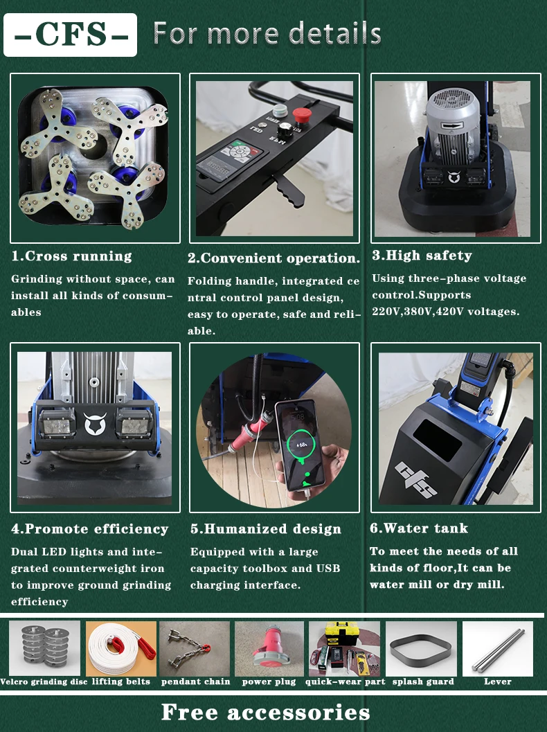 New Design Industrial NX-GD630 electric concrete floor grinding machine 220V/380V   630mm
