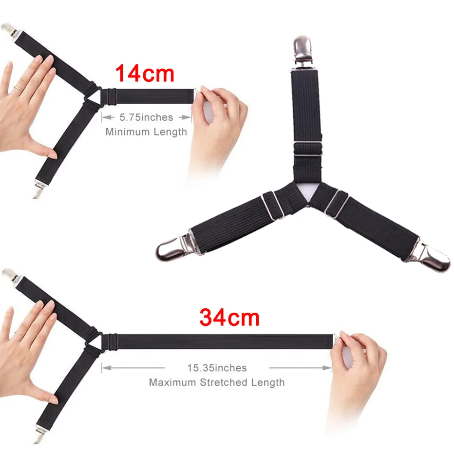 Heavy Duty Grippers Bed Sheet Holder Straps Fasteners Adjustable Triangle Elastic Suspender Mattress Corner Clips