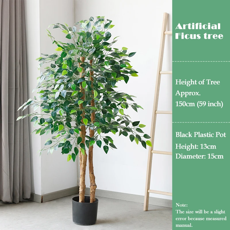 
1.5m ficus faux tree with round bonsai cerment eco friendly plastic made suit living room 