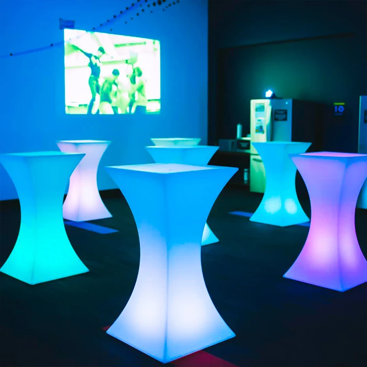 Wholesale Modern 16 Color-Changing Table Led Outdoor Waterproof Light-Emitting Plastic Bar Table Rental For Outdoor Activities