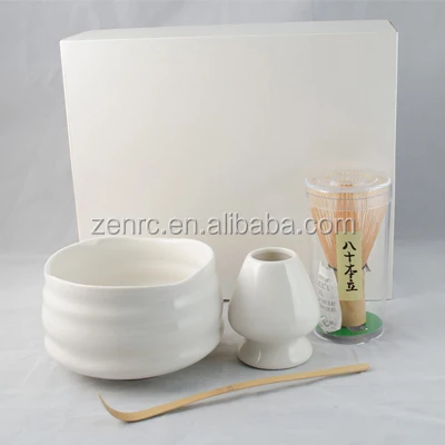 Matcha Gift Set Traditional Ceramic Matcha Bowl and Bamboo Whisk with Customized Logo Matcha Tea Set