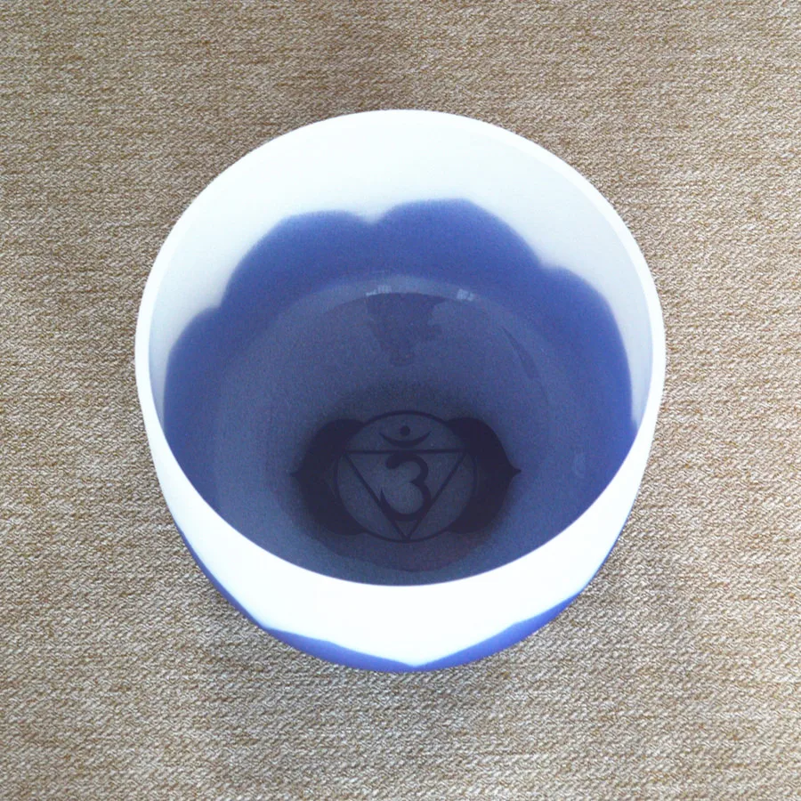 HF Chakra Tuned 432Hz 440Hz Chakra Lotus Design Quartz Crystal Singing Bowls Set with free mallet and o-ring