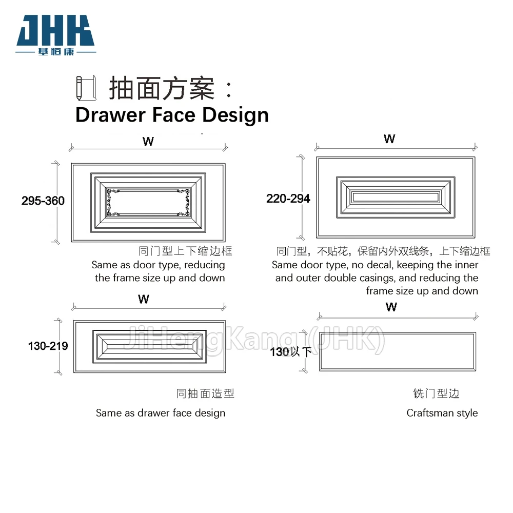 JHK-CD001 PVC Filming Finished Modern Design HDF Kitchen Cabinet Door