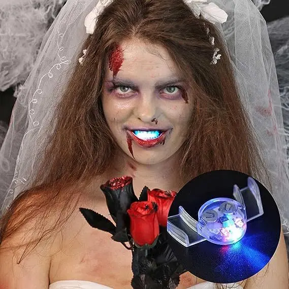 LED Flashing Mouthpiece Flashing Mouth Guard Piece Festive Party Supplies Glow Tooth Funny LED Light Halloween Brace