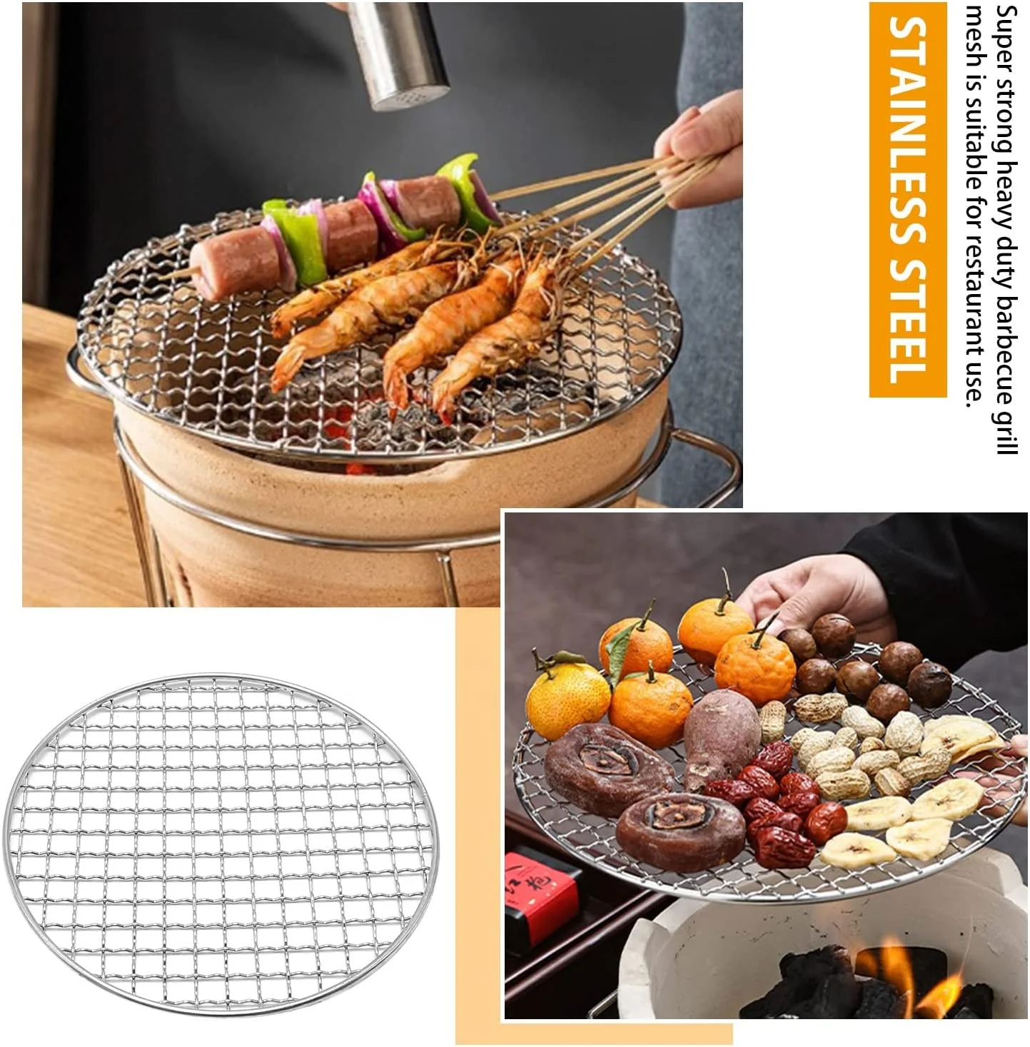 Korea Japan Grill Mesh Portable Stainless Steel 304 Round Barbecue Bbq Grill Grate Net