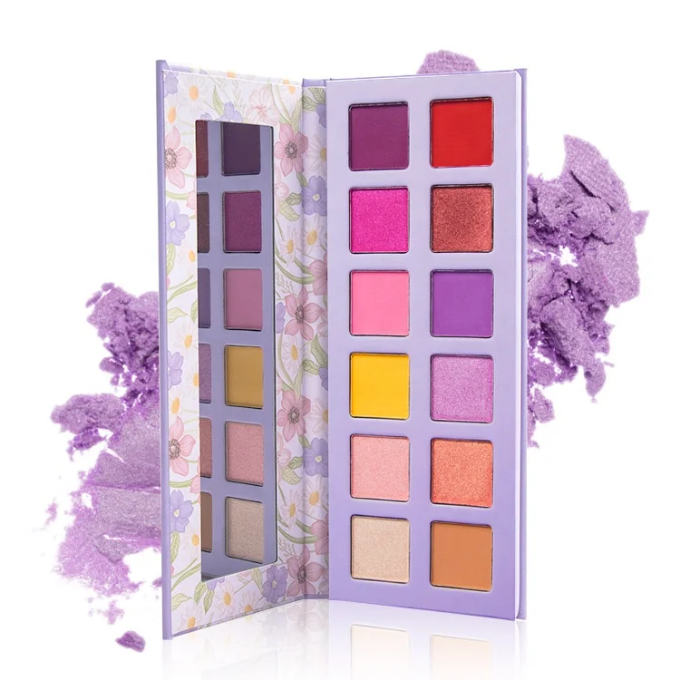 New Design 12 Colors Purple Eyeshadow Palette Square Eyeshadow Pans Pigmented Eye Shadow