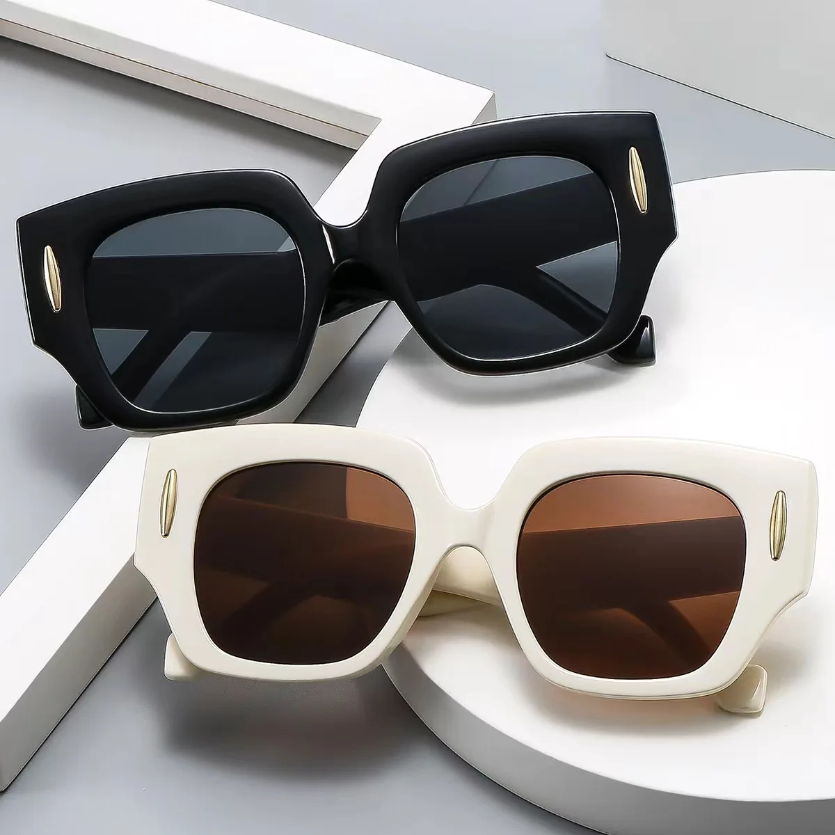 Wholesale Luxury Fashion Summer Shades Square Big Frame Leopard Print Sun Glasses Sunglasses For Women