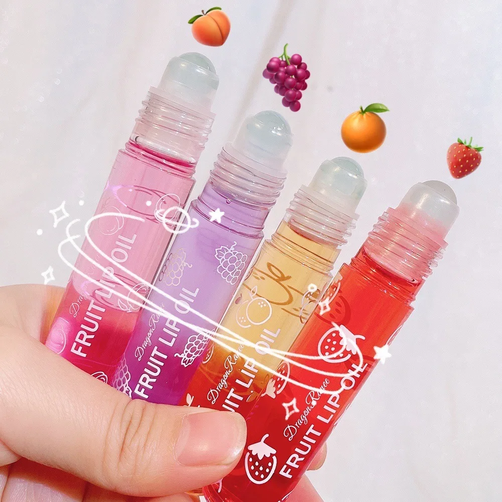 Fresh Fruit Roll-on Lip Balm Lip Makeup Primer Moisturizing Clear Transparent Oil Long Lasting Hydrating Lip Gloss