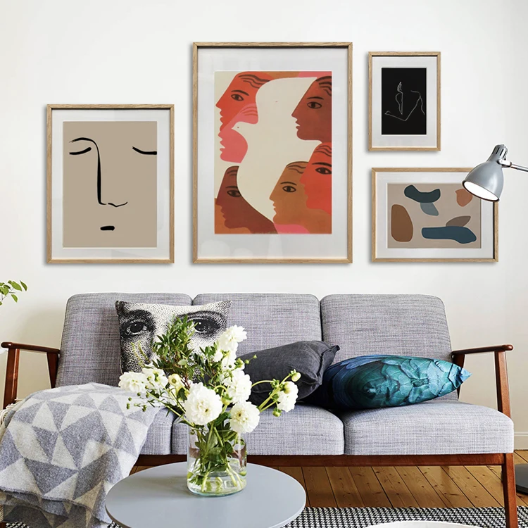 Nordic Canvas Painting Abstract Living Room Golden Art Wall Pictures Print Bedroom Dinning Room Home Decor Framed Poster Art